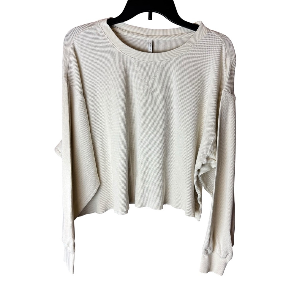Z Supply Waffle Knit Long Sleeve Crop Top L